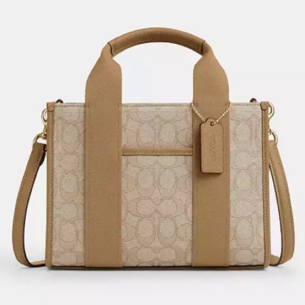 👜 COACH Smith 24 Tote Bag #CAR78 Signature Jacquard+Pebble, Lt Khaki/Multi/Gold